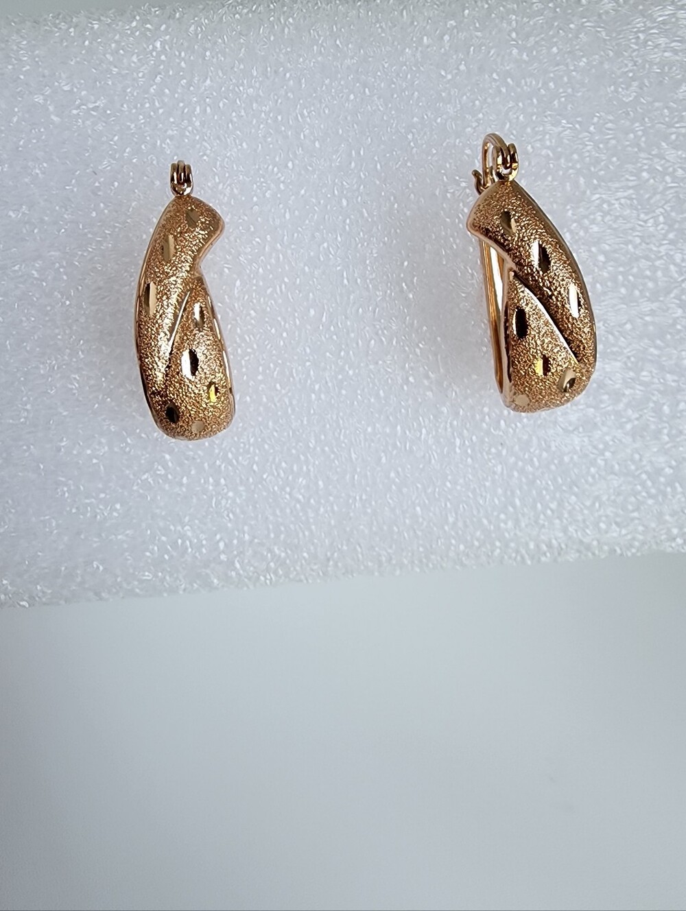 Rose Gold Plated Textured Oval Hoop Earrings Statement Luxury Chic
